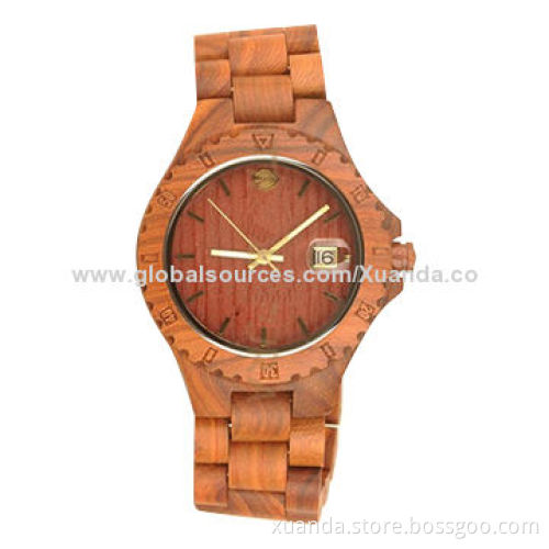 Fashionable red sandal wood watch, very hot sale style on market